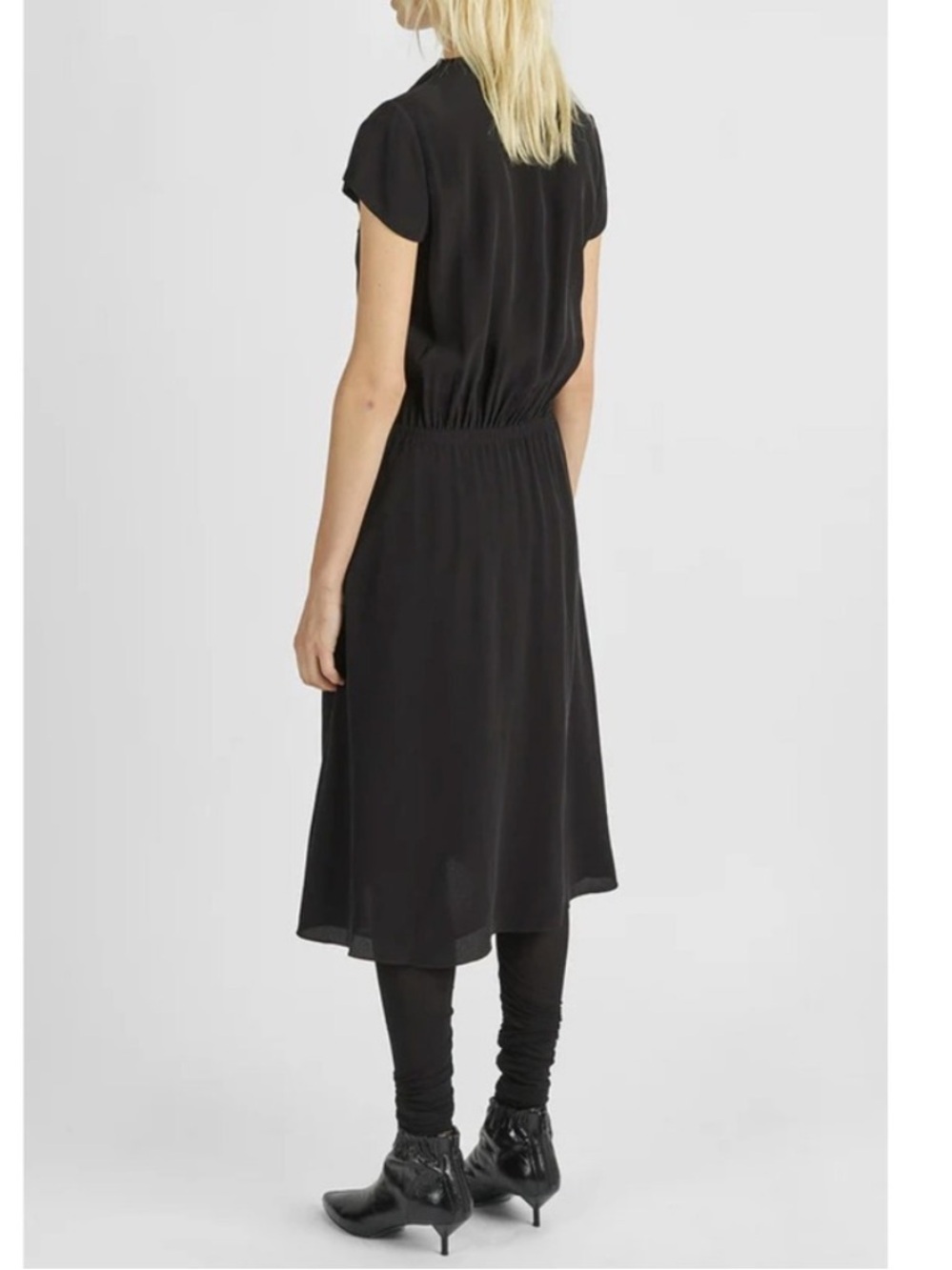 Isabel Marant Étoile West Black Asymmetrical Hem Flutter Sleeve Midi Dress 38/M - Picture 15 of 15
